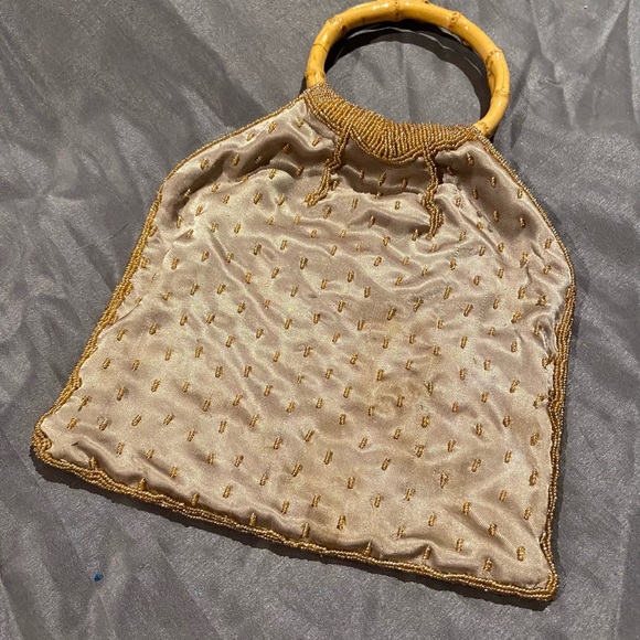 BCBGMAXAZRIA beaded handbag with bamboo handles - Picture 2 of 3